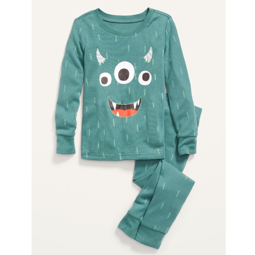 💕2/$30💕 2T NWT Toddler Boy Halloween Green Monster 100% Cotton Pajama Set